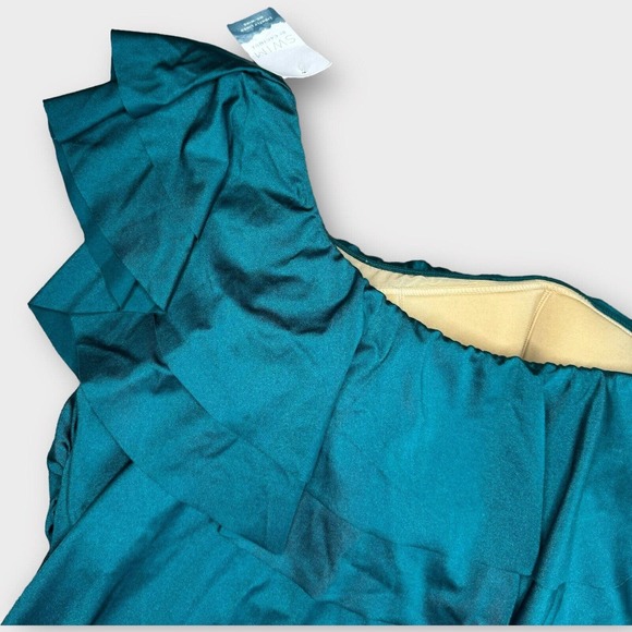 Cacique Swim Lightly Lined No-Wire Relaxed One-Shoulder Ruffle Tankini Top 16 - Picture 5 of 12